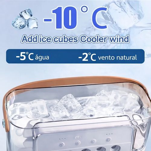 ❄️ Ventilador de Mesa Inteligente com Nebulização 🌬️ Super Fresco • 5 Bicos de Spray • Mais Frio que Ar Condicionado