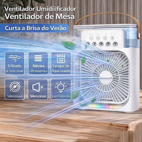 ❄️ Ventilador de Mesa Inteligente com Nebulização 🌬️ Super Fresco • 5 Bicos de Spray • Mais Frio que Ar Condicionado