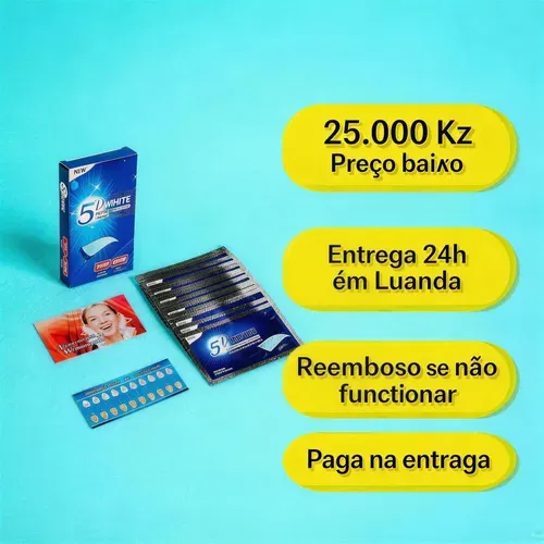 🇵🇹 Adesivo de Clareamento Dental 5D 🦷 | Clareia em Apenas 3 Dias ⚡ | 25.000 Kz 💰 | Paga na Entrega 📦 | Envio para Luanda 🚚