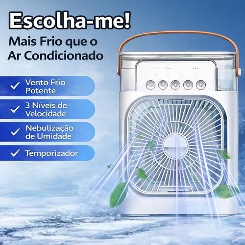 ❄️ Ventilador de Mesa Inteligente com Nebulização 🌬️ Super Fresco • 5 Bicos de Spray • Mais Frio que Ar Condicionado