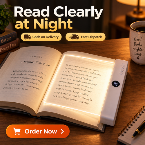 LED Book Lightt Full Page Reading Lamp | Battery Powered Night Reading Light