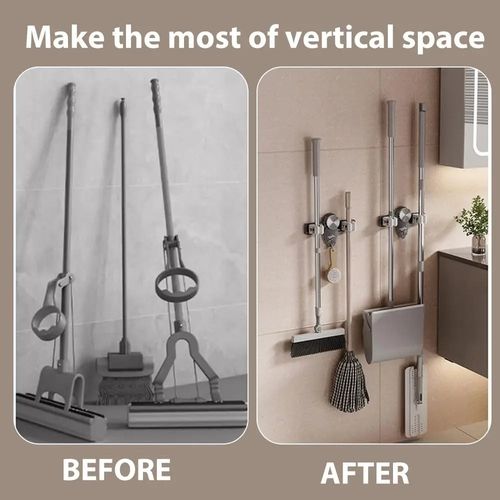 Suction Cup Mop Hanger for Bathroom Kitchen Office Home