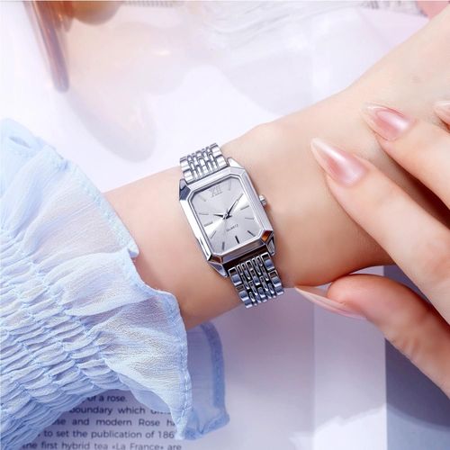 Fashion Women's Quartz Watch Stainless Steel Strap Square Rectangular Silver Gold Cheap Metal Watch