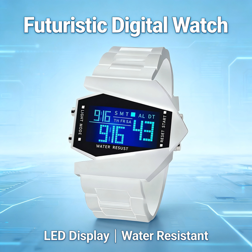 A self-luminous LED watch in the shape of a creative aircraft