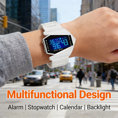 A self-luminous LED watch in the shape of a creative aircraft