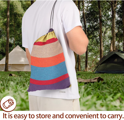 Camping hammock suitable for backyard hanging, sturdy garden, comfortable fabric, indoor tree straps, up to 600 lb load capacity, comes with travel bag, portable outdoor patio suitable for camping.