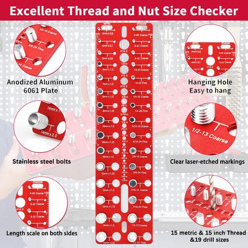 Universal Nut and Bolt Thread Checker, Bolt Size and Thread Gauge