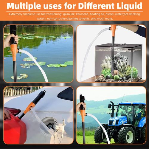 Water & Fuel Transfer Pump with Nozzle, Electric Fuel Pump with Long Hose