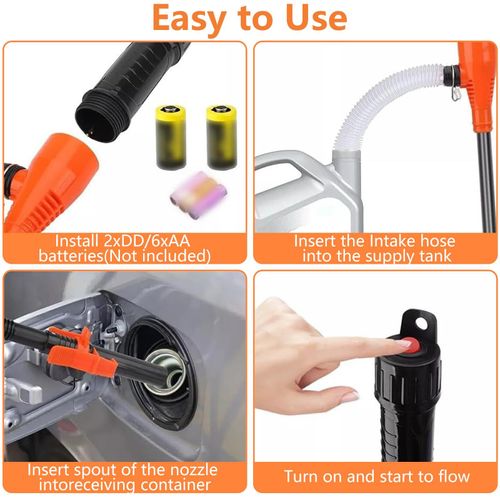 Water & Fuel Transfer Pump with Nozzle, Electric Fuel Pump with Long Hose