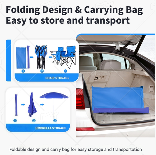 2-person outdoor leisure chair with canopy, suitable for camping, portable beach lounge chair sunshade and rain cover