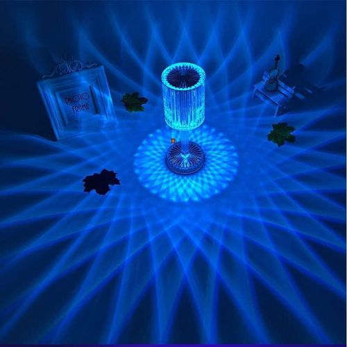Portable 16 Colors Crystal Table Lamp, Touch Control 3-Levels Brightness Rechargeable Lamp