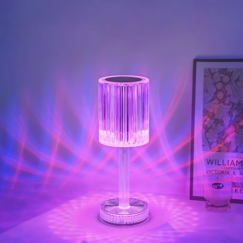 Portable 16 Colors Crystal Table Lamp, Touch Control 3-Levels Brightness Rechargeable Lamp