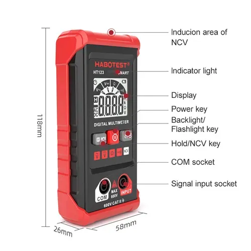 HABOTEST HT123 Smart Multimeter - High Precision, NCV & Backlight｜Electrical Tool Essential