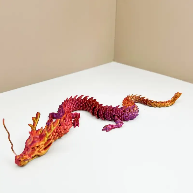3D Printed 23.63-inch Large Dragon Creative Model Multicolor Gradient Cool Chinese Dragon Halloween Christmas Gift Ancient Mysterious Creature Dragon Novelty Ornament, Best for Christmas