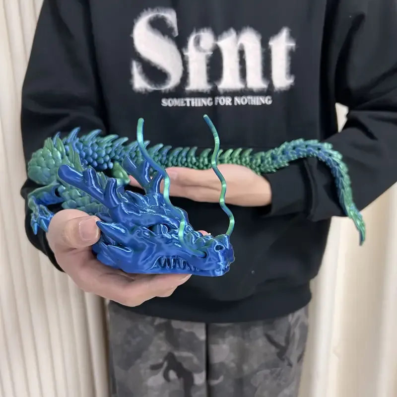 3D Printed 23.63-inch Large Dragon Creative Model Multicolor Gradient Cool Chinese Dragon Halloween Christmas Gift Ancient Mysterious Creature Dragon Novelty Ornament, Best for Christmas