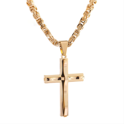 Hip Hop Christian Cross Stainless Steel Men's Pendant Necklace