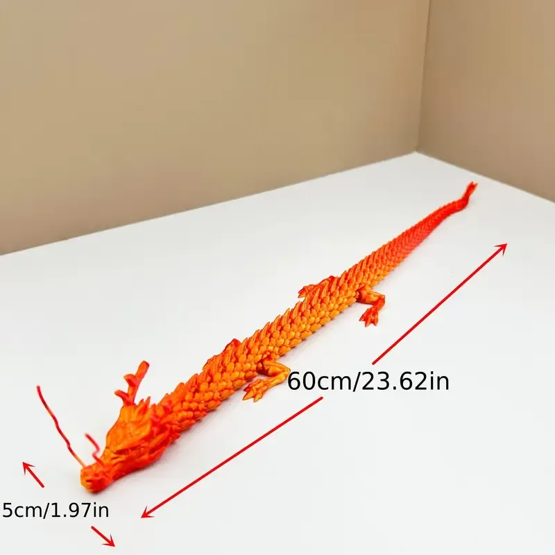 3D Printed 23.63-inch Large Dragon Creative Model Multicolor Gradient Cool Chinese Dragon Halloween Christmas Gift Ancient Mysterious Creature Dragon Novelty Ornament, Best for Christmas