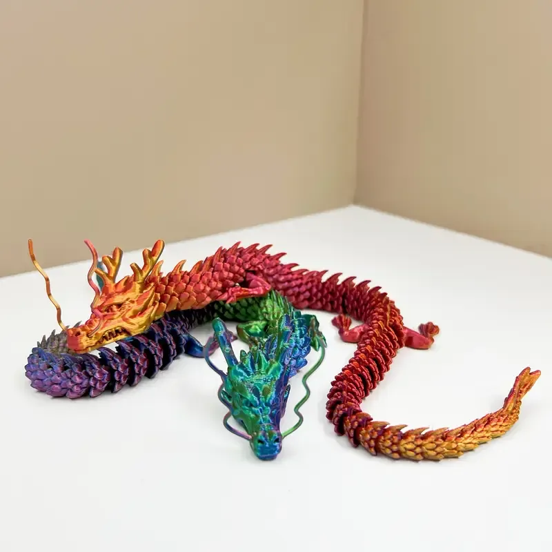 3D Printed 23.63-inch Large Dragon Creative Model Multicolor Gradient Cool Chinese Dragon Halloween Christmas Gift Ancient Mysterious Creature Dragon Novelty Ornament, Best for Christmas