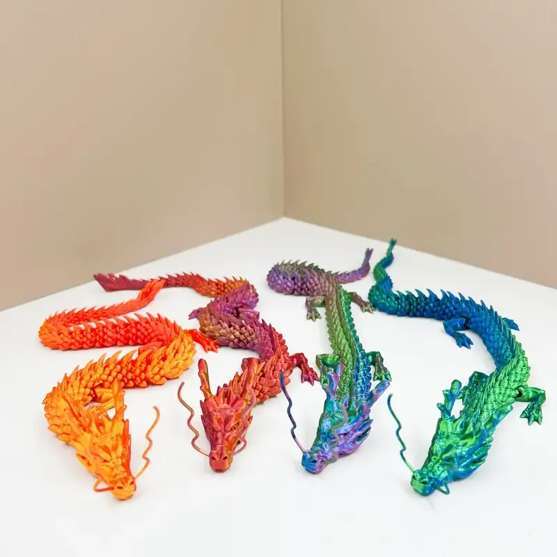 3D Printed 23.63-inch Large Dragon Creative Model Multicolor Gradient Cool Chinese Dragon Halloween Christmas Gift Ancient Mysterious Creature Dragon Novelty Ornament, Best for Christmas