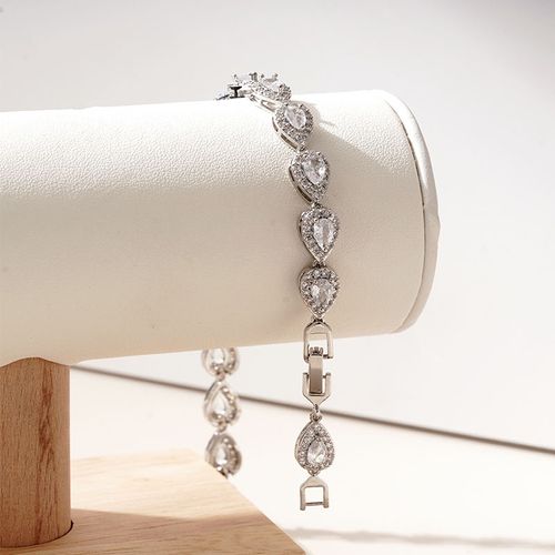 Bangle Jewelry Cubic Zirconia Tear Drop CZ Stone Women Luxury Tennis Bracelet for Bridal Wedding Costume Accessories