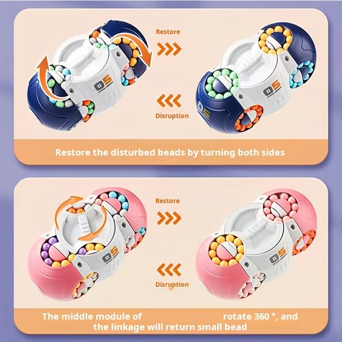 2PCS  Challenging Cylindrical Cube Puzzle Toy with Vibrant Beads - Magic Bean Gyro Spinning Slider Game, Durable ABS Resin, Ideal for Adults & Teens - Perfect Gift for Halloween, Christmas, Thanksgiving, Fun Toys