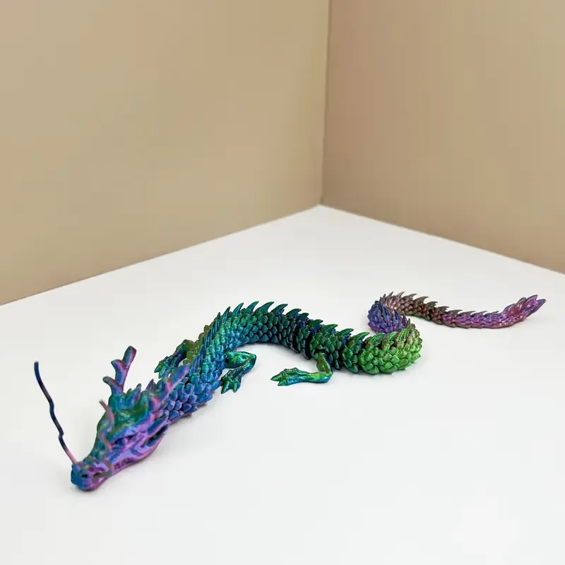 3D Printed 23.63-inch Large Dragon Creative Model Multicolor Gradient Cool Chinese Dragon Halloween Christmas Gift Ancient Mysterious Creature Dragon Novelty Ornament, Best for Christmas