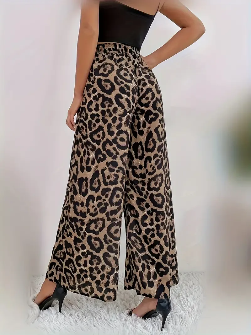 Leopard Print Wide Leg Pants