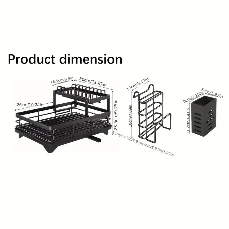 2-Tier Dish Drying Rack, Large Dish Drying Rack With Drainboard Set, Dish Racks For Kitchen Counter