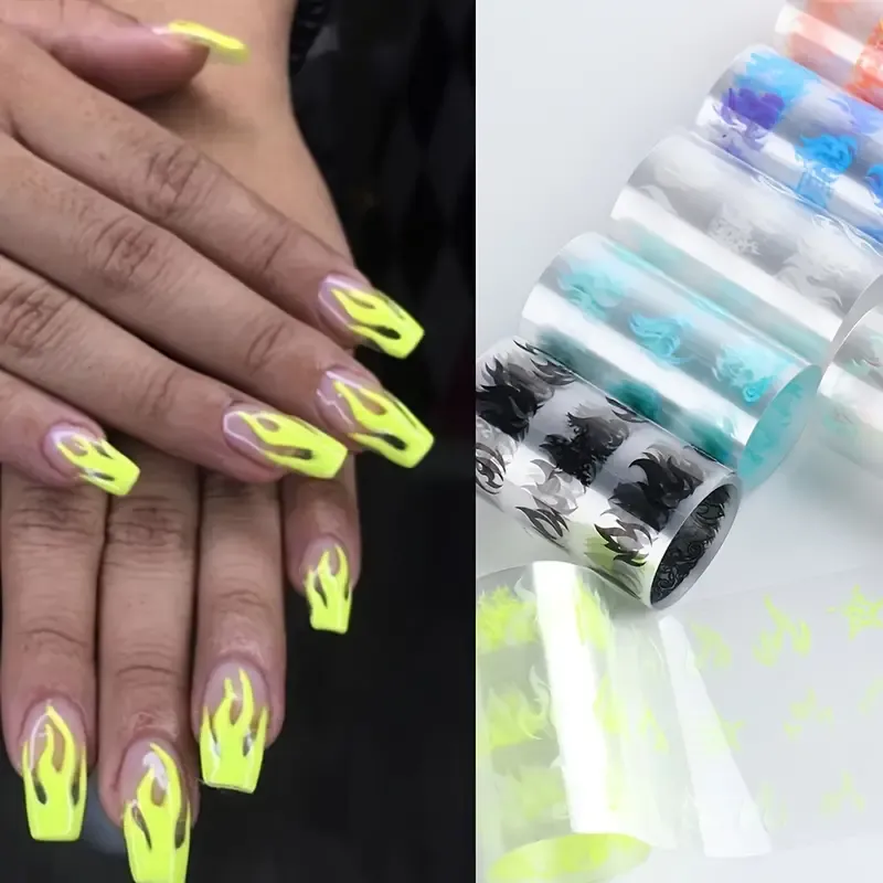 Fluorescent flame transfer nail paper