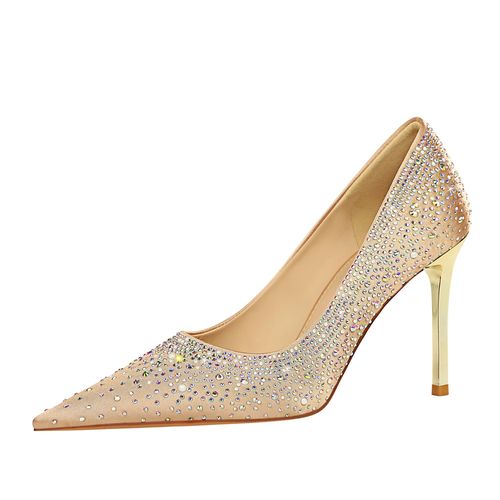 PRIN - Rhinestone Pointed High Heel Pumps