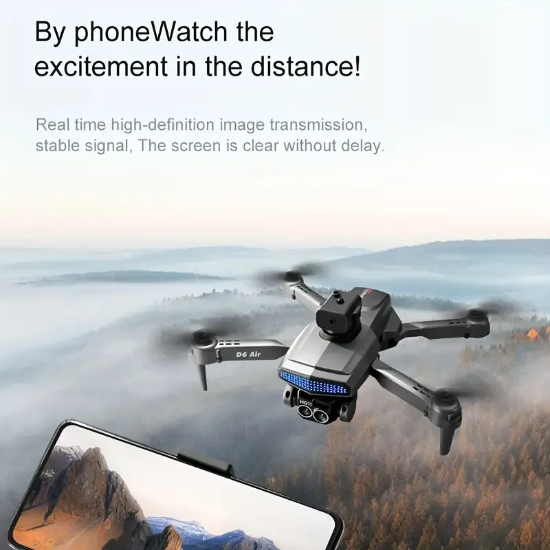 D6 Drone, Double-Camera UAV, Obstacle Avoidance Remote Control Aircraft, Electric Modulation Camera, Remote Control Aircraft Toy, A Perfect Gift  for yourn lover