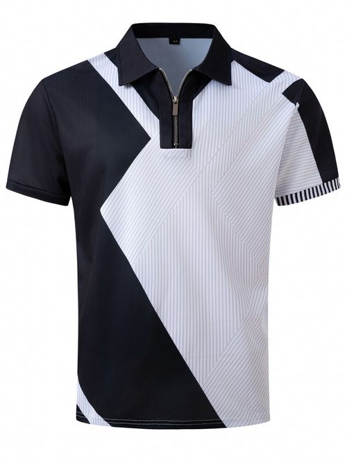 Newly launched men's casual short-sleeved polo shirt with printed and multi-colored design