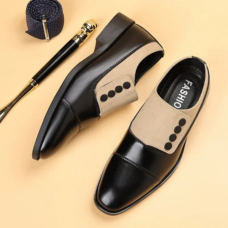 breathable pointed toe trendy men's business shoes