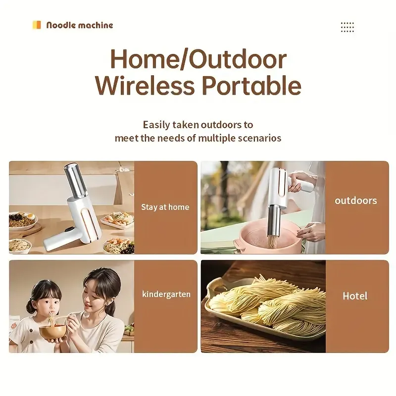 1pc Portable Electric Pasta Maker, Handheld Wireless Automatic Noodle Machine with 5 Interchangeable Molds, USB Rechargeable, Multipurpose Kitchen Tool for Home Use, ABS Material, Automatic Operation, <1L Capacity, Lithium Battery