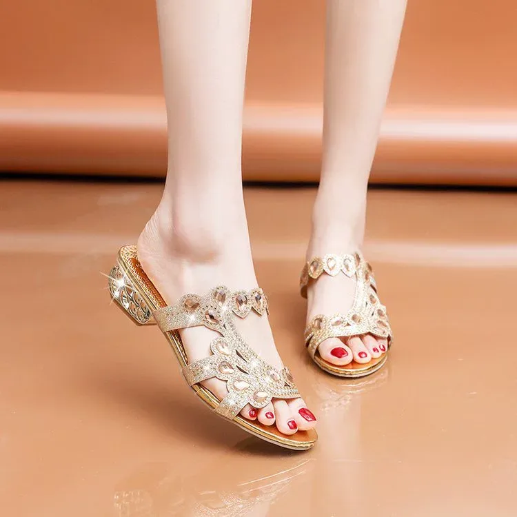 Women's Glitter Rhinestone Decor Sandals