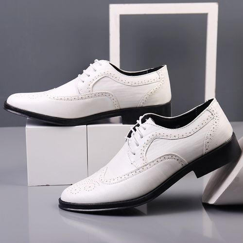 Summer men's leather shoes - men's engraved business formal British style large-sized brogue leather shoes with hollow holes and perforations for men