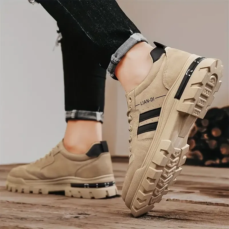 Men's Work Boots 2024 - Low Top PU Upper Casual Shoes with Rubber Sole, Lace Closure, Fabric Lined & Cloth Insole for Universal Fit - Durable Non-Slip Construction Footwear