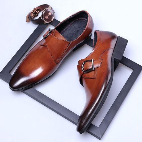 Pointed Toe Business Metal Buckle Men's Shoes
