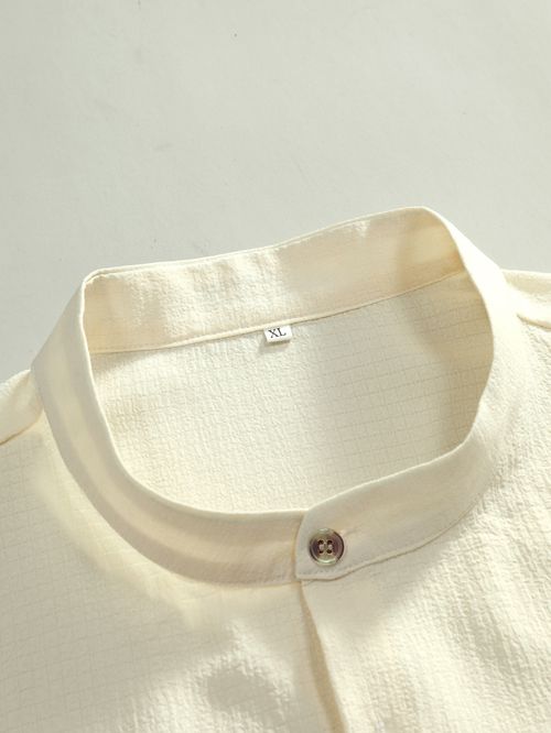 Men's shirt solid color stand collar cardigan