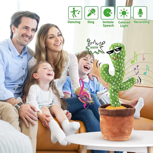 Dancing Cactus Repeats What You Say Electronic Plush Toy with Lighting Singing Cactus Recording and Repeat Your Words for kits