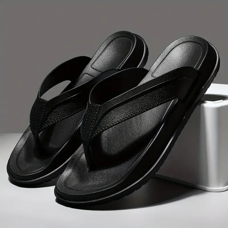 Men's Trendy Lightweight Flip Flops, Comfy Non Slip Casual Durable EVA Anti Odor Thong Sandals, Men's Footwear
