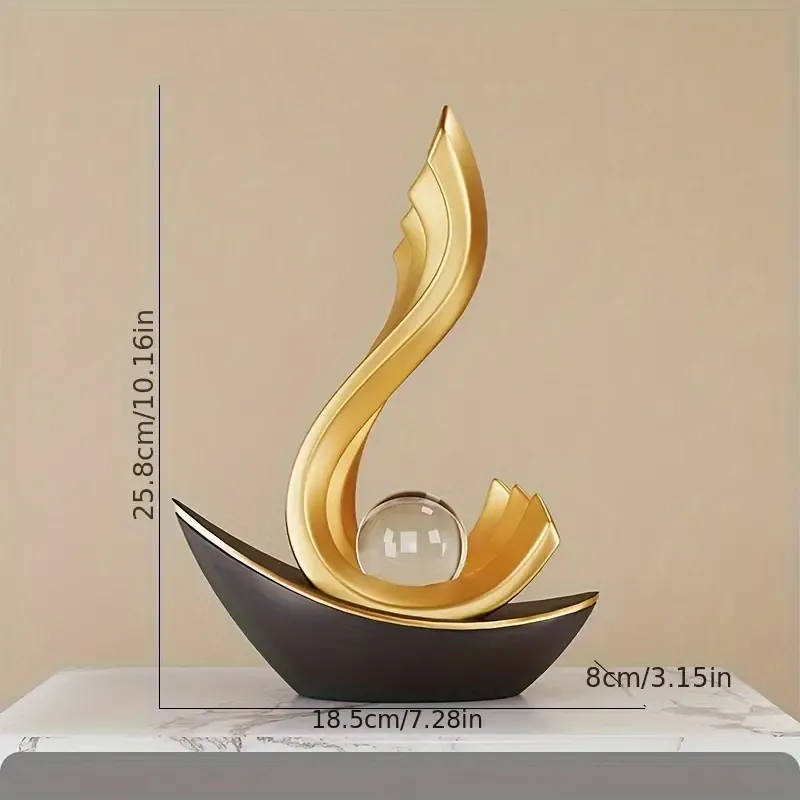 Elegant Black Ship Resin Decor - Modern Minimalist Design for Living Room, Bedroom, or Office