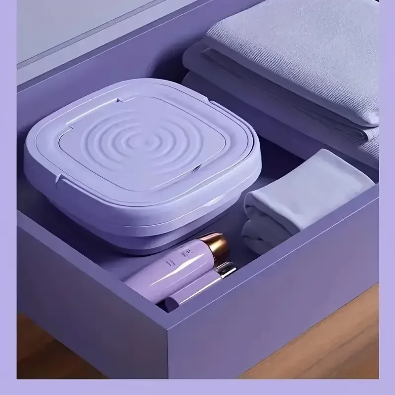 8L Foldable Mini Washing Machine - Fully Automatic, Portable, Compact, and Energy-Efficient Laundry Solution for Apartment, Dorm, Camping, and RV Travel - 110V-130V UK Plug Power Supply