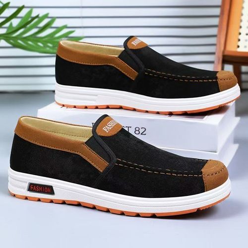 Boots for men, casual and breathable, one-piece, durable and slip-resistant work shoes, men's canvas shoes