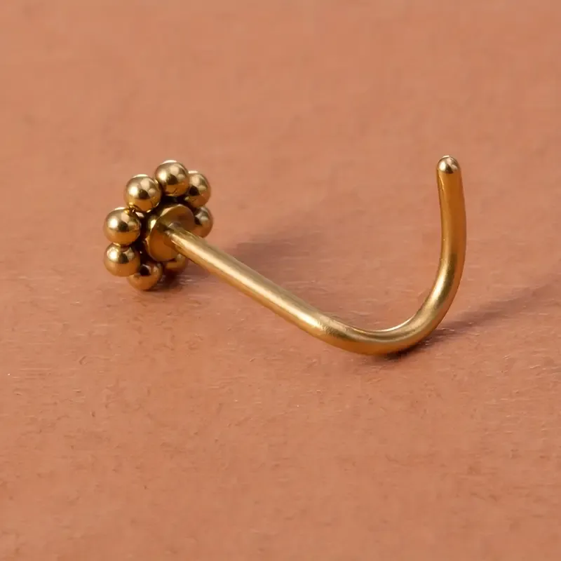 Stainless Steel  Flower Screw Nose Stud