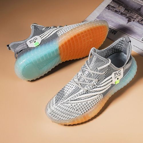 Breathable mesh running shoes and flying woven sports shoes for men
