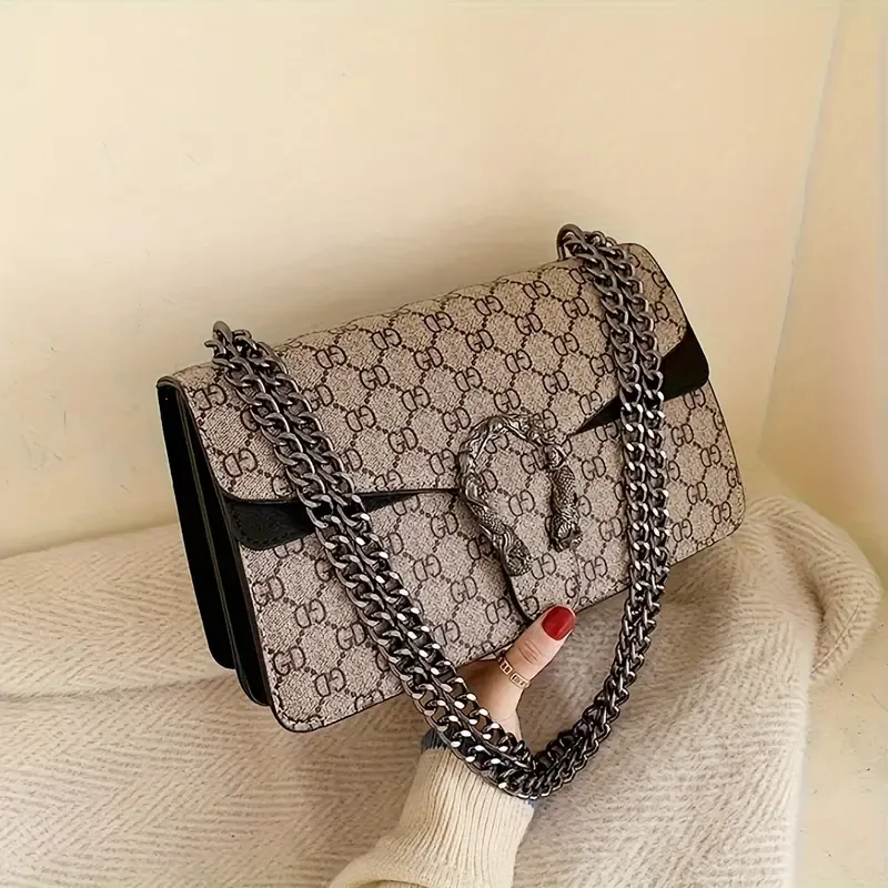 Classic PU Leather Shoulder Bag, Retro Versatile Chain Crossbody Bag, Luxury Flap Purse For Women