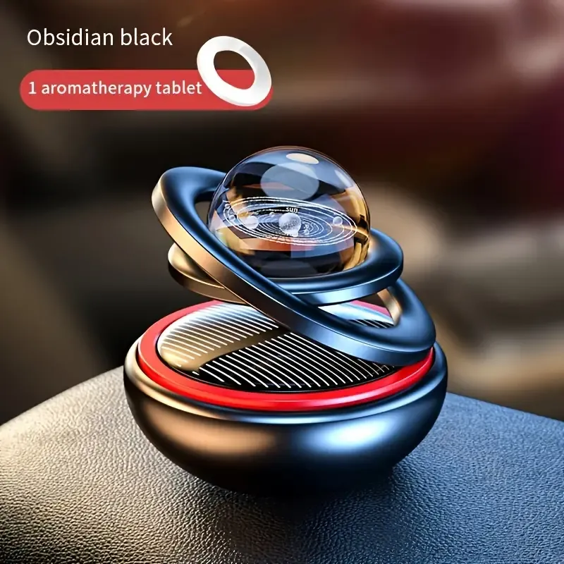 Creative Solar Rotating Car Aroma Ornaments Car Interior Decoration With Solid Car Perfume Aroma Tablets Car Air Freshener