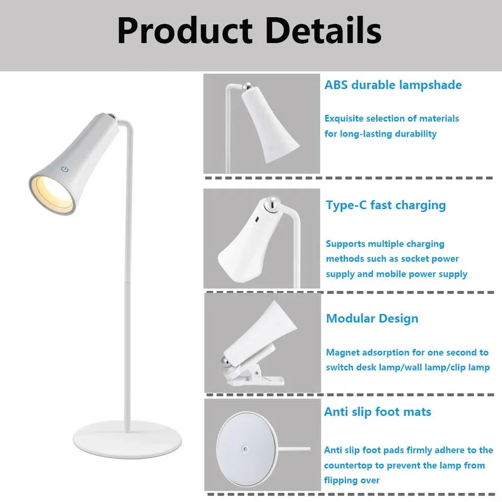 4 in 1 Led Desk Lamp with Magnetic Wireless Rechargeable
