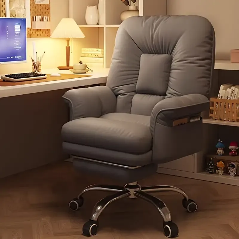 Ergonomic Gaming Chair with Reclining Backrest - Comfortable, Non-Tiring Desk Chair for Home Office & Study, Metal Frame, Easy Clean